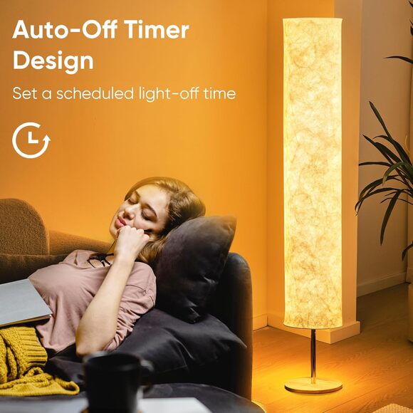 RGB Floor Lamp 60 inch Soft Light Tyvek Shade Remote Control 3 Color Modes LED - Picture 2 of 8
